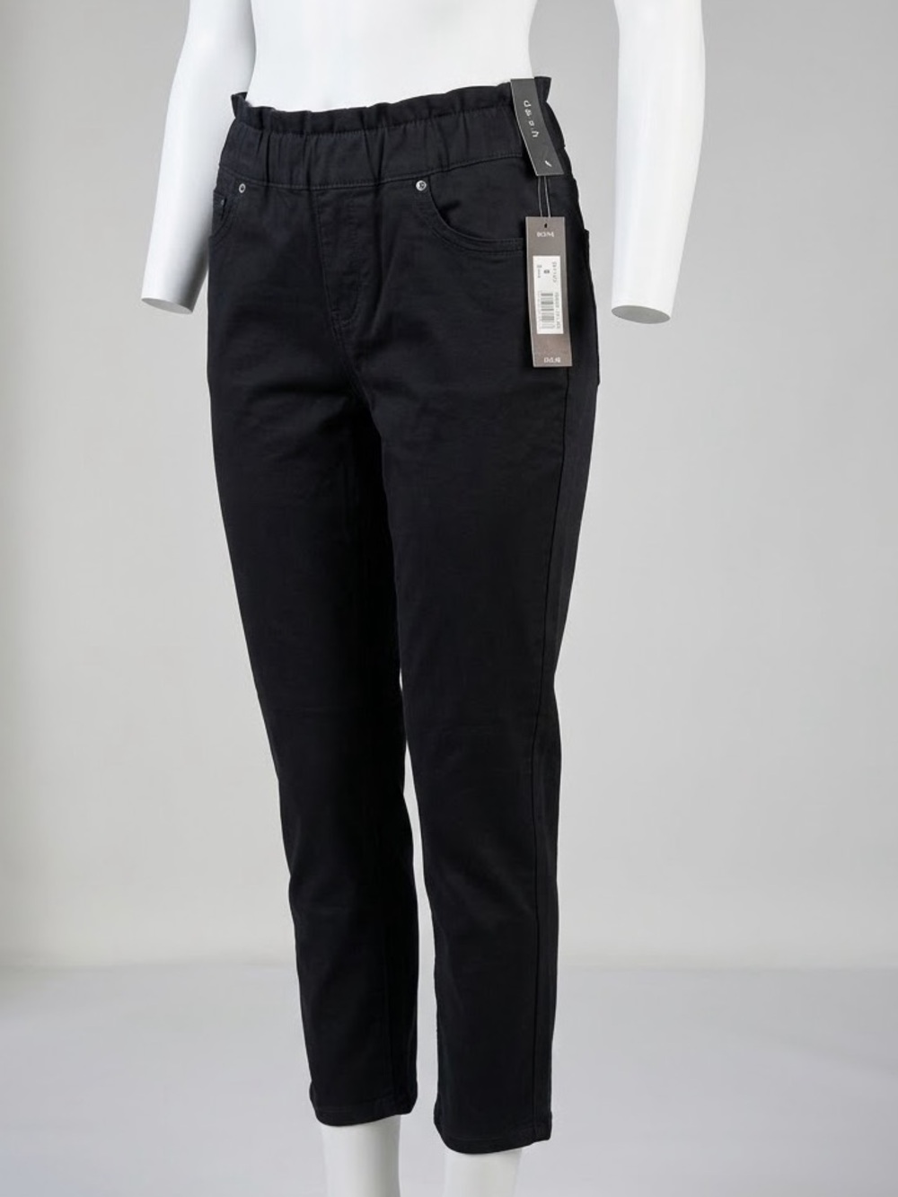 NWT Dash Black Gathered Elastic High Waist Stretch Ankle Pants Size